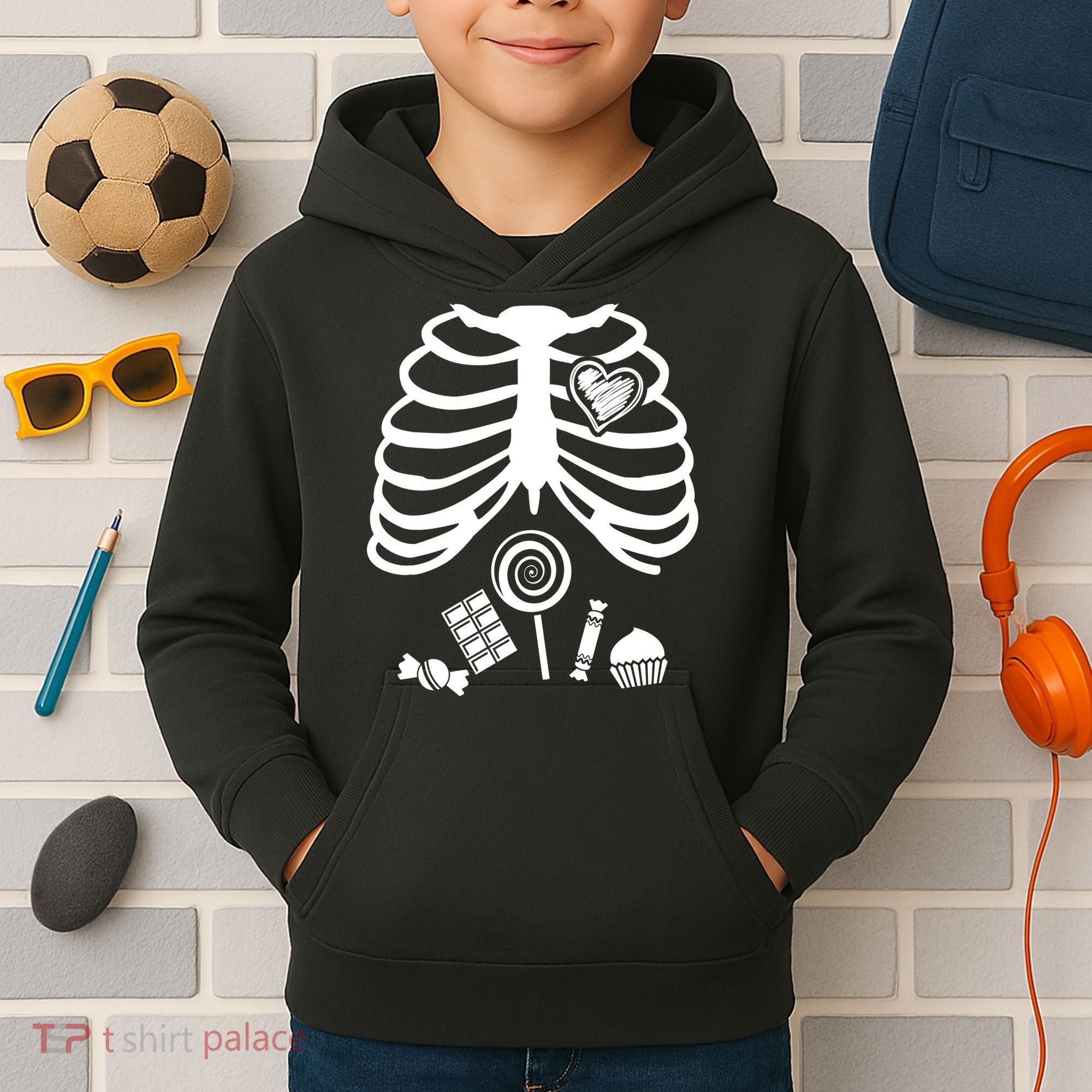 Candy X-Ray Skeleton Rib Cage Kids Hoodie