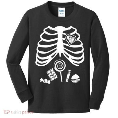 Candy X-Ray Skeleton Rib Cage Kids Long Sleeve Shirt