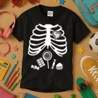 Candy X-Ray Skeleton Rib Cage Kids T-Shirt thumb 3