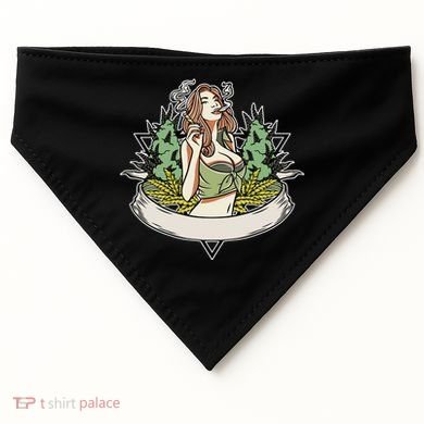Cannabis Lady Smoking Pot USA-Made Doggie Bandana
