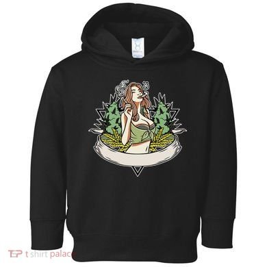 Cannabis Lady Smoking Pot Toddler Hoodie