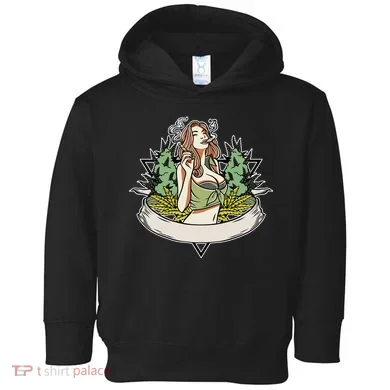Cannabis Lady Smoking Pot Toddler Hoodie