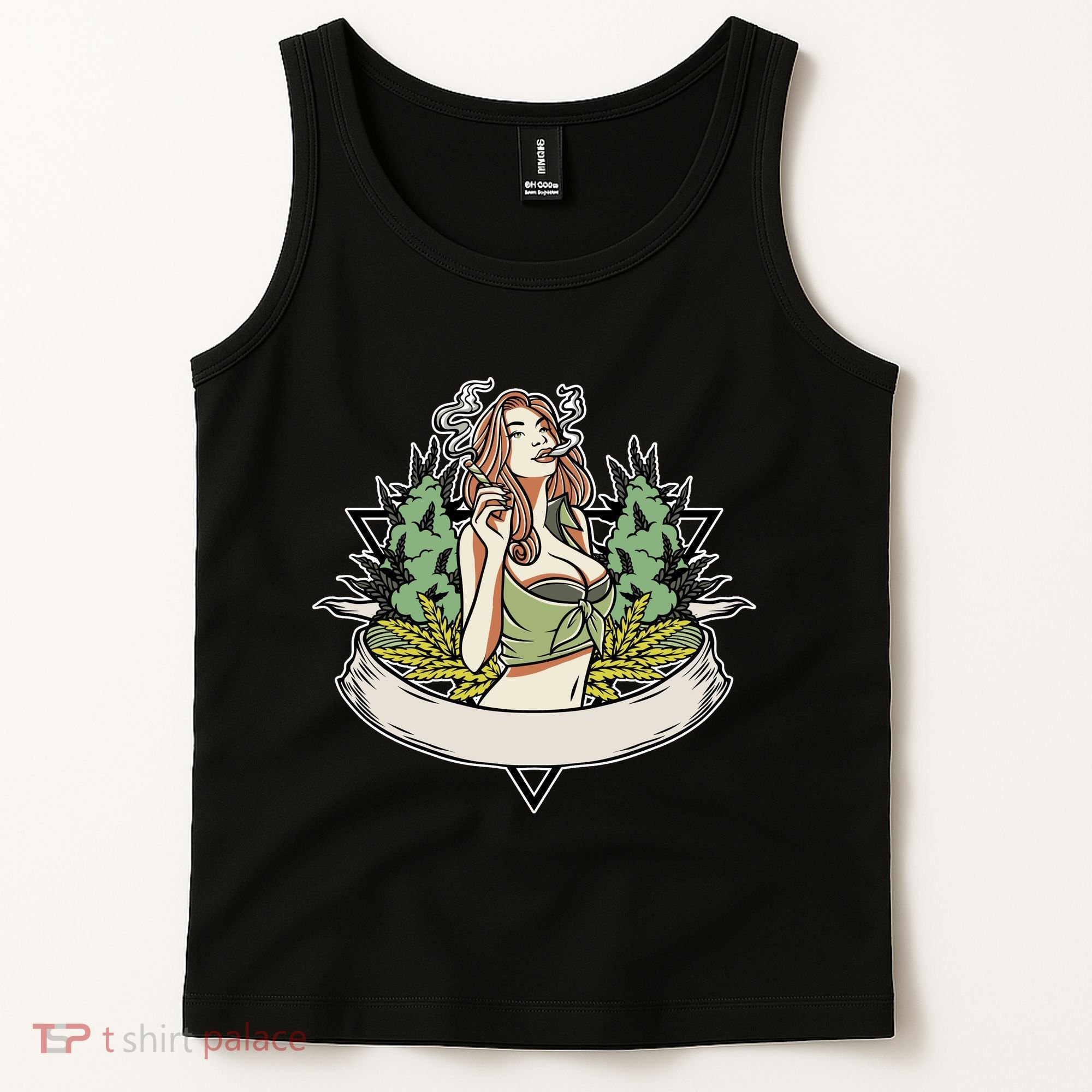 Cannabis Lady Smoking Pot Tank Top