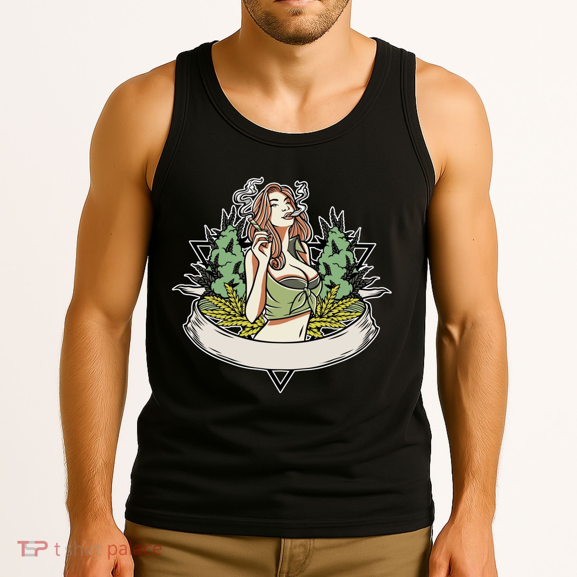 Cannabis Lady Smoking Pot Tank Top