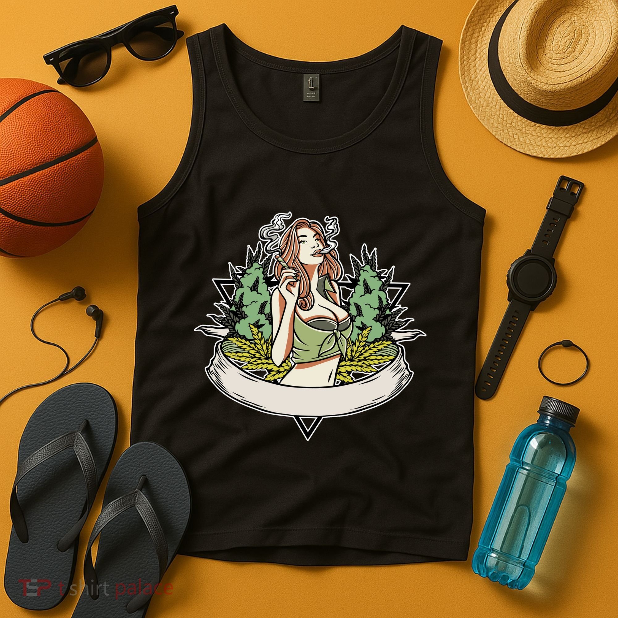 Cannabis Lady Smoking Pot Tank Top