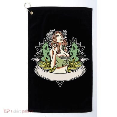 Cannabis Lady Smoking Pot Golf Towel