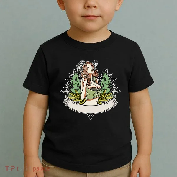 Cannabis Lady Smoking Pot Toddler T-Shirt