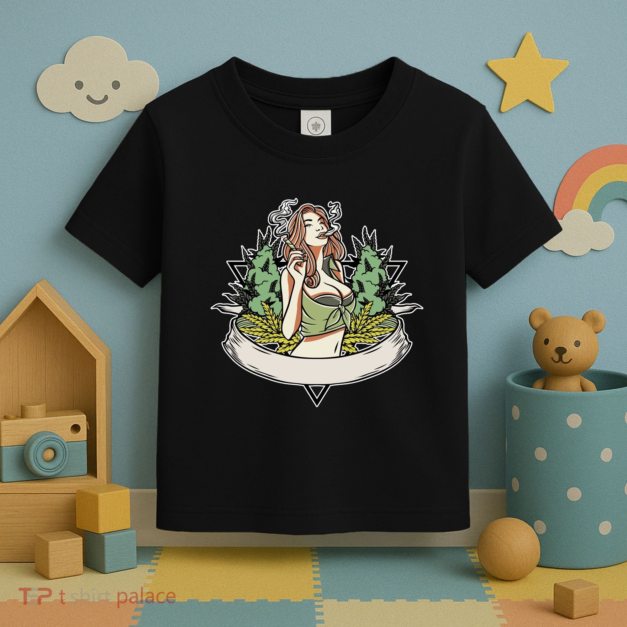 Cannabis Lady Smoking Pot Toddler T-Shirt