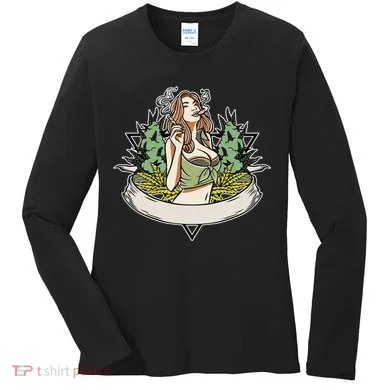 Cannabis Lady Smoking Pot Women's Long Sleeve Shirt