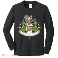 Cannabis Lady Smoking Pot Kids Long Sleeve Shirt thumb 0