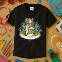 Cannabis Lady Smoking Pot Kids T-Shirt thumb 3