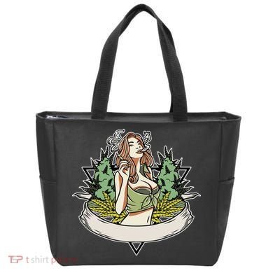 Cannabis Lady Smoking Pot Tote Bag