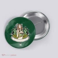 Cannabis Lady Smoking Pot Button thumb 0