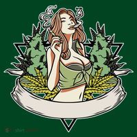 Cannabis Lady Smoking Pot Button thumb 1