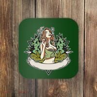 Cannabis Lady Smoking Pot Coaster thumb 0