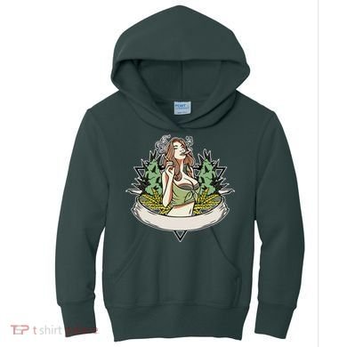 Cannabis Lady Smoking Pot Kids Hoodie