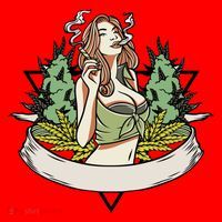 Cannabis Lady Smoking Pot Santa Hat thumb 1