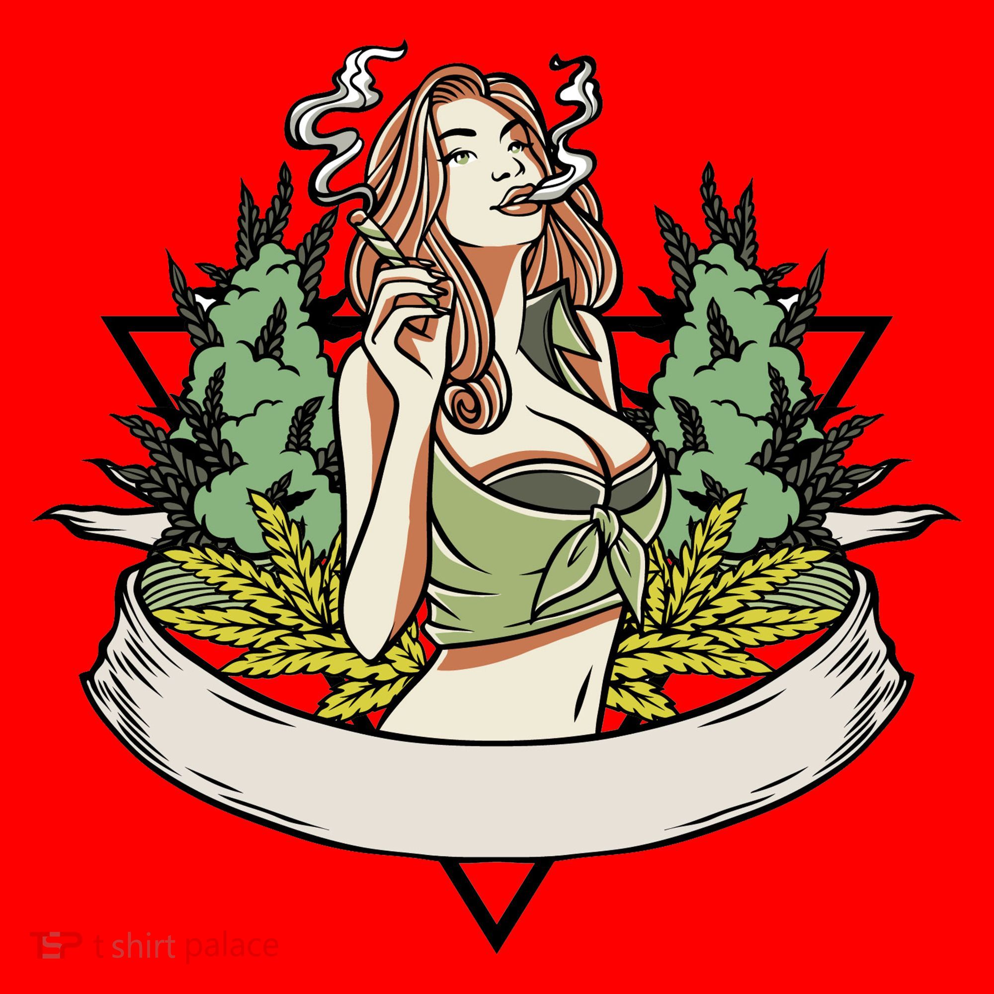 Cannabis Lady Smoking Pot Santa Hat