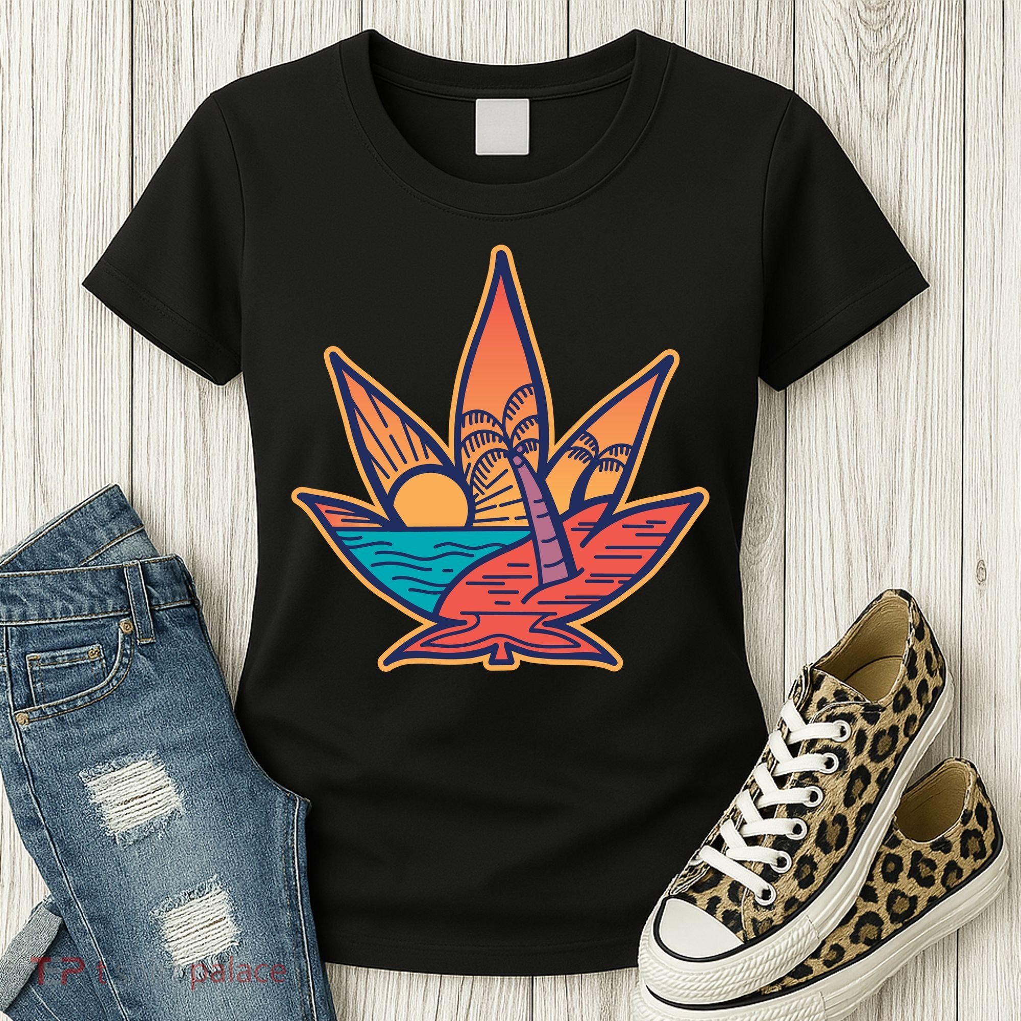 Cannabis Leaf Beach Women's T-Shirt
