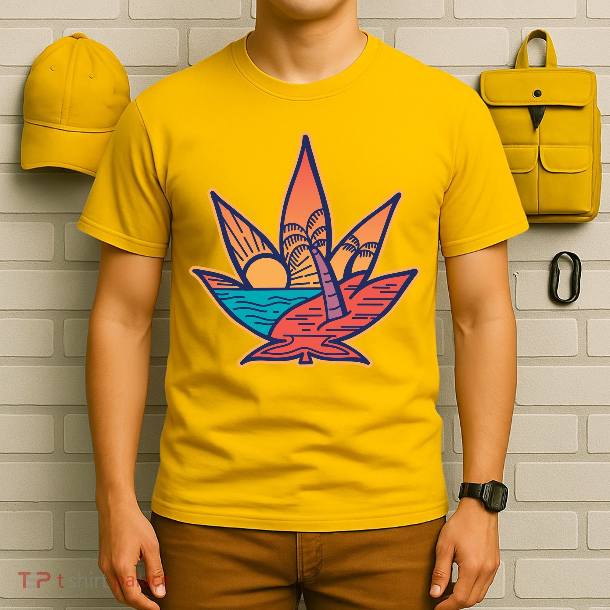 Cannabis Leaf Beach T-Shirt