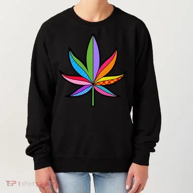 Cannabis Leaf Colorful Patterns Weed Women's Sweatshirt