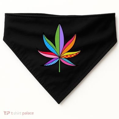 Cannabis Leaf Colorful Patterns Weed USA-Made Doggie Bandana