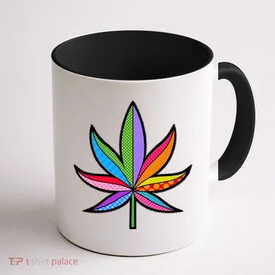 Cannabis Leaf Colorful Patterns Weed Coffee Mug back