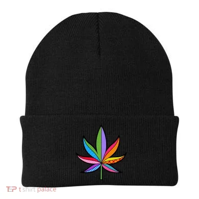 Cannabis Leaf Colorful Patterns Weed Beanie