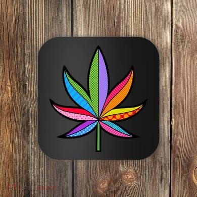Cannabis Leaf Colorful Patterns Weed Coaster