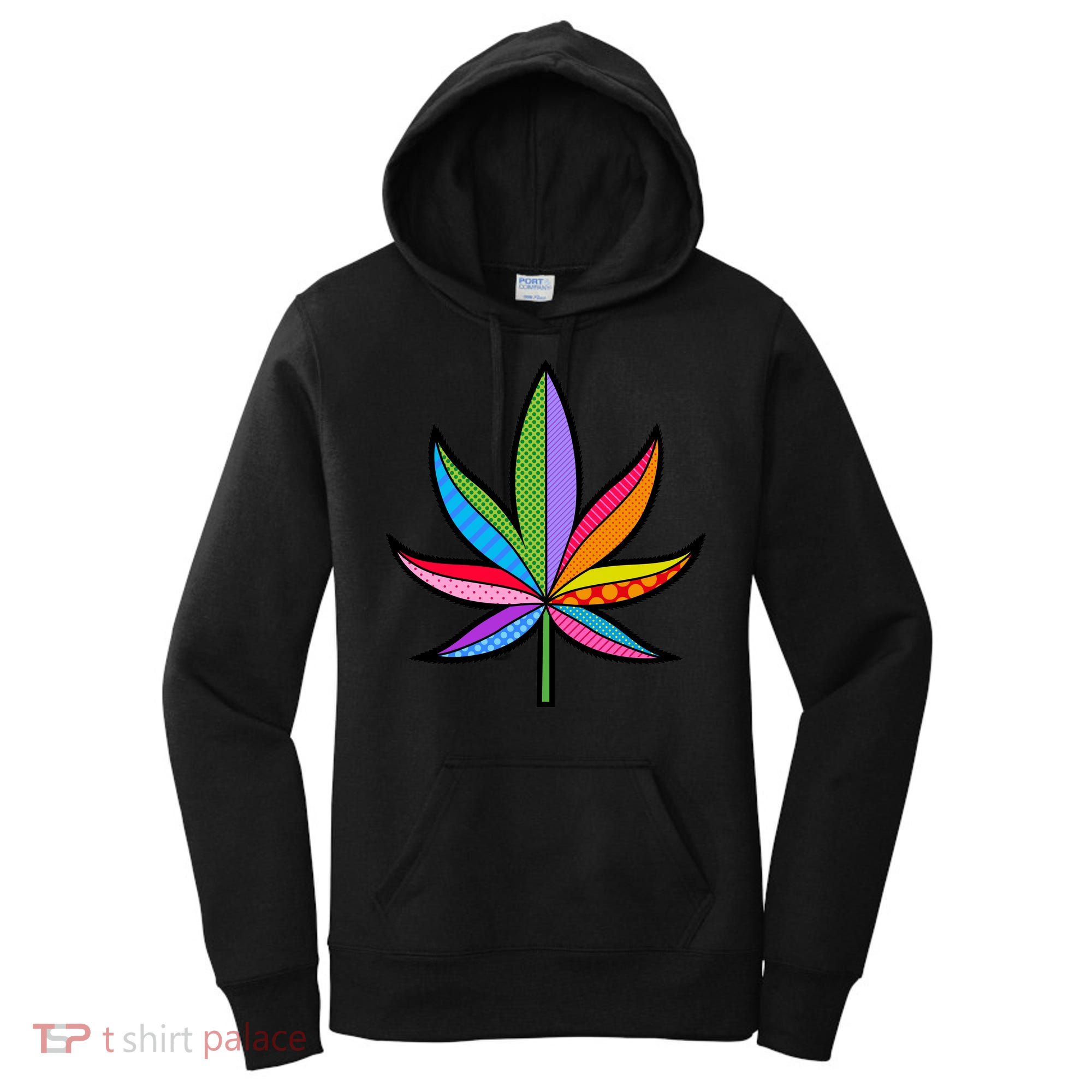 Cannabis Leaf Colorful Patterns Weed Women's Hoodie
