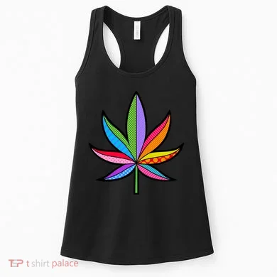 Cannabis Leaf Colorful Patterns Weed Women's Tank Top