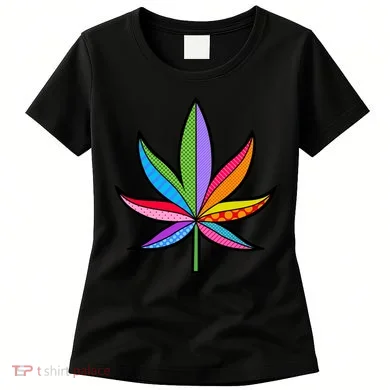 Cannabis Leaf Colorful Patterns Weed Women's T-Shirt