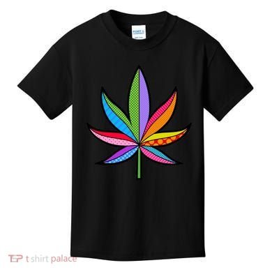 Cannabis Leaf Colorful Patterns Weed Kids T-Shirt
