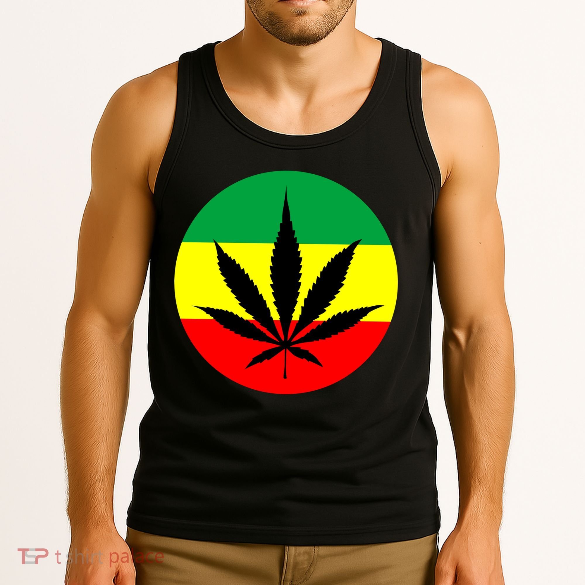 Cannabis Leaf Jamaican Style Tank Top
