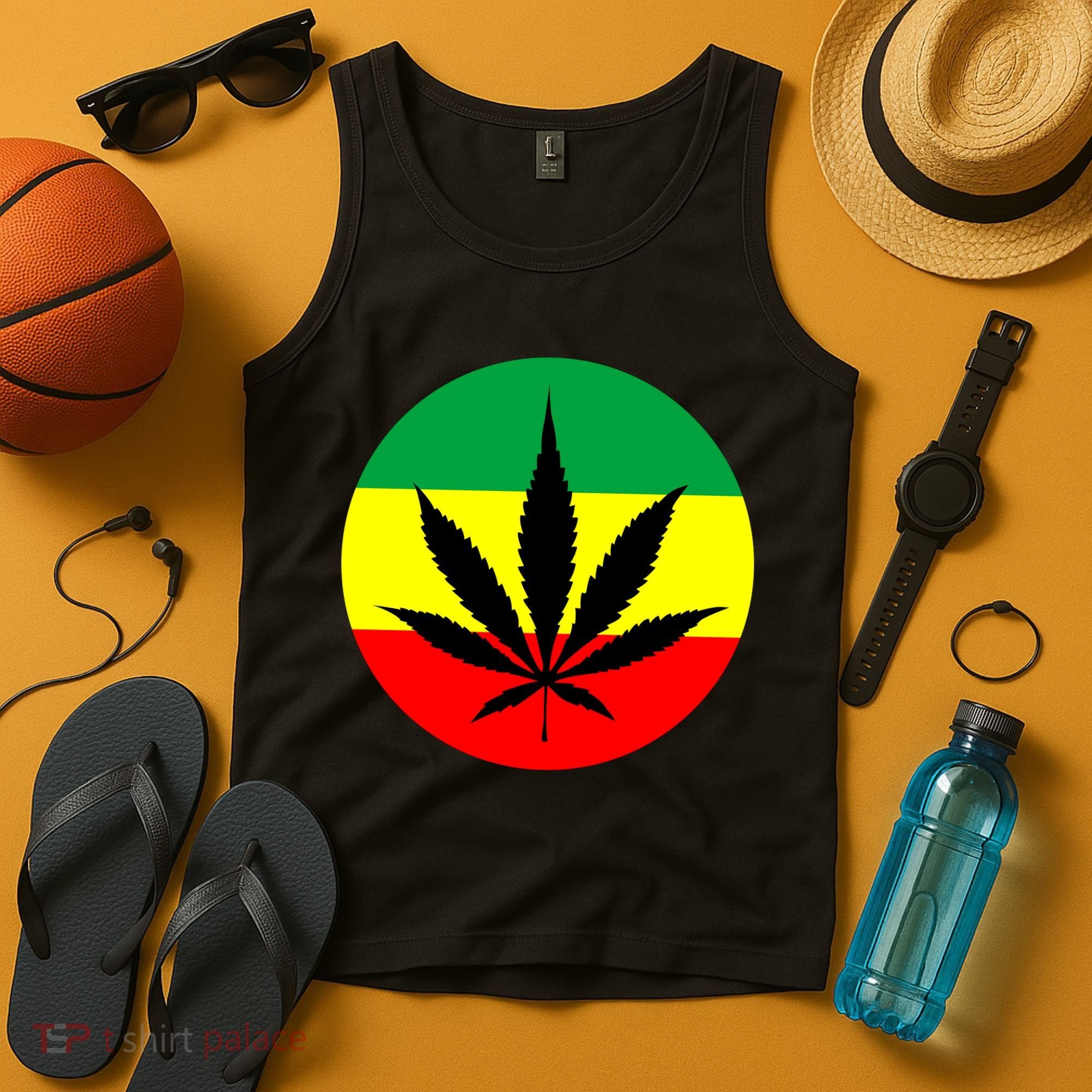 Cannabis Leaf Jamaican Style Tank Top