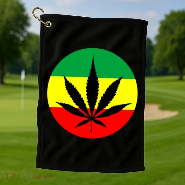Cannabis Leaf Jamaican Style Golf Towel