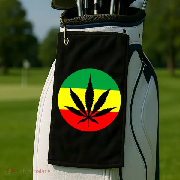 Cannabis Leaf Jamaican Style Golf Towel