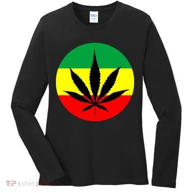 Cannabis Leaf Jamaican Style Women's Long Sleeve Shirt