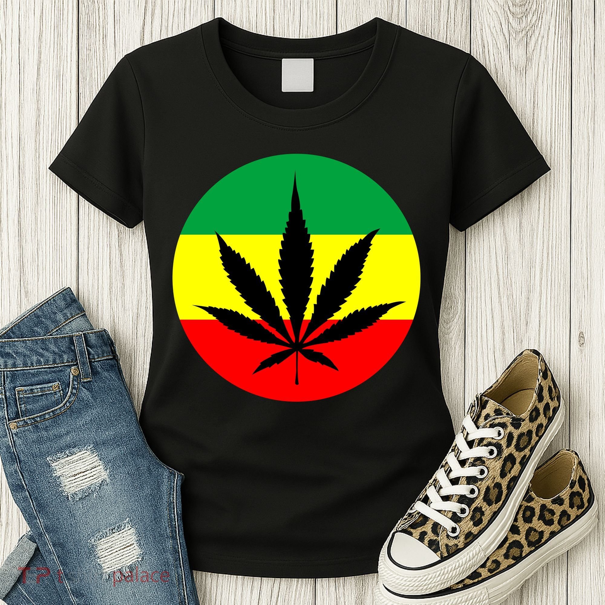 Cannabis Leaf Jamaican Style Women's T-Shirt