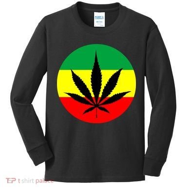 Cannabis Leaf Jamaican Style Kids Long Sleeve Shirt