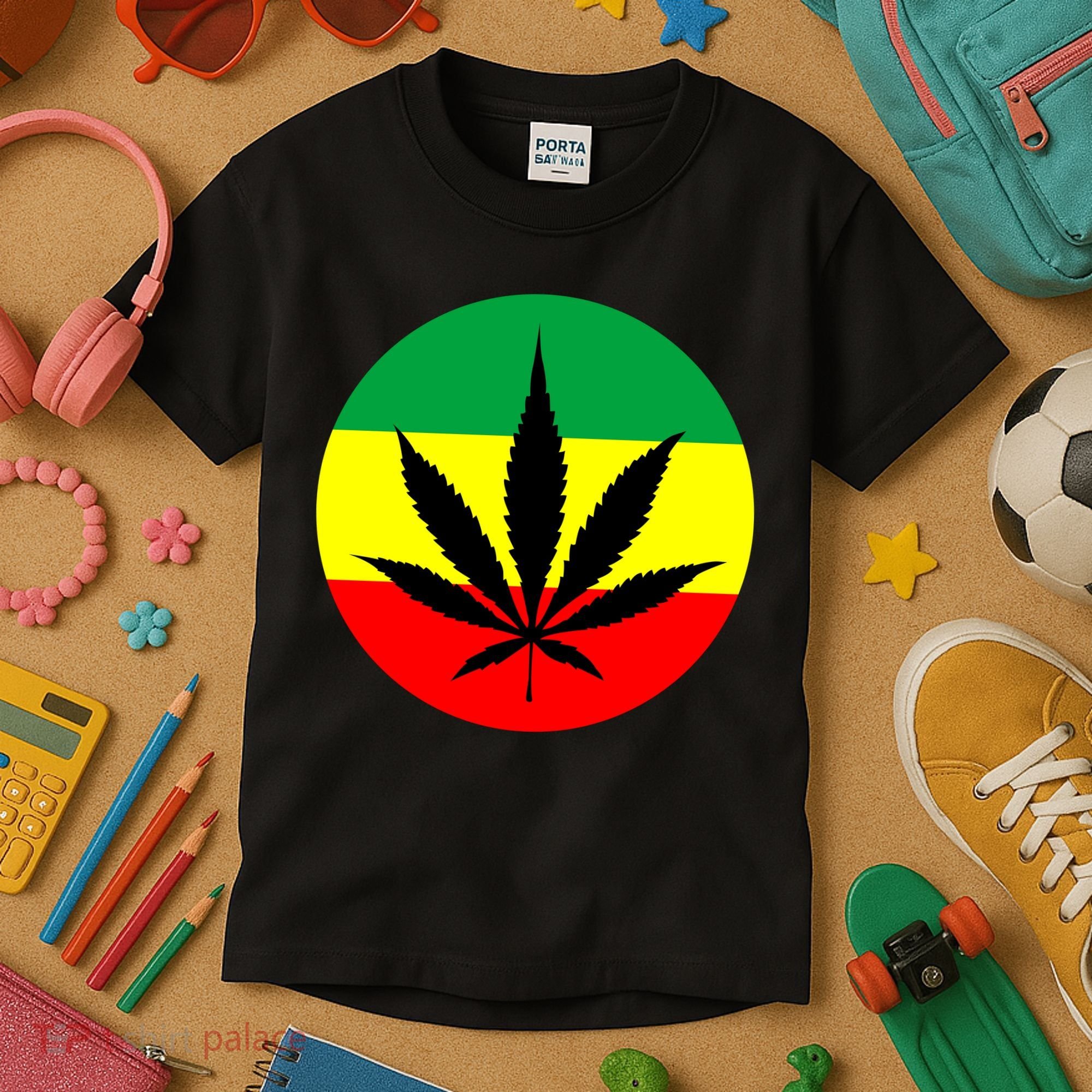 Cannabis Leaf Jamaican Style Kids T-Shirt