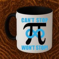 Can't Stop Won't Stop! Pi Day Infinity Math Geek Logo Coffee Mug thumb 2