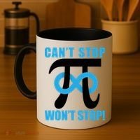 Can't Stop Won't Stop! Pi Day Infinity Math Geek Logo Coffee Mug thumb 4