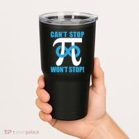Can't Stop Won't Stop! Pi Day Infinity Math Geek Logo Tumbler thumb 2