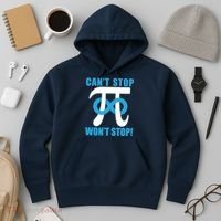 Can't Stop Won't Stop! Pi Day Infinity Math Geek Logo Hoodie thumb 3