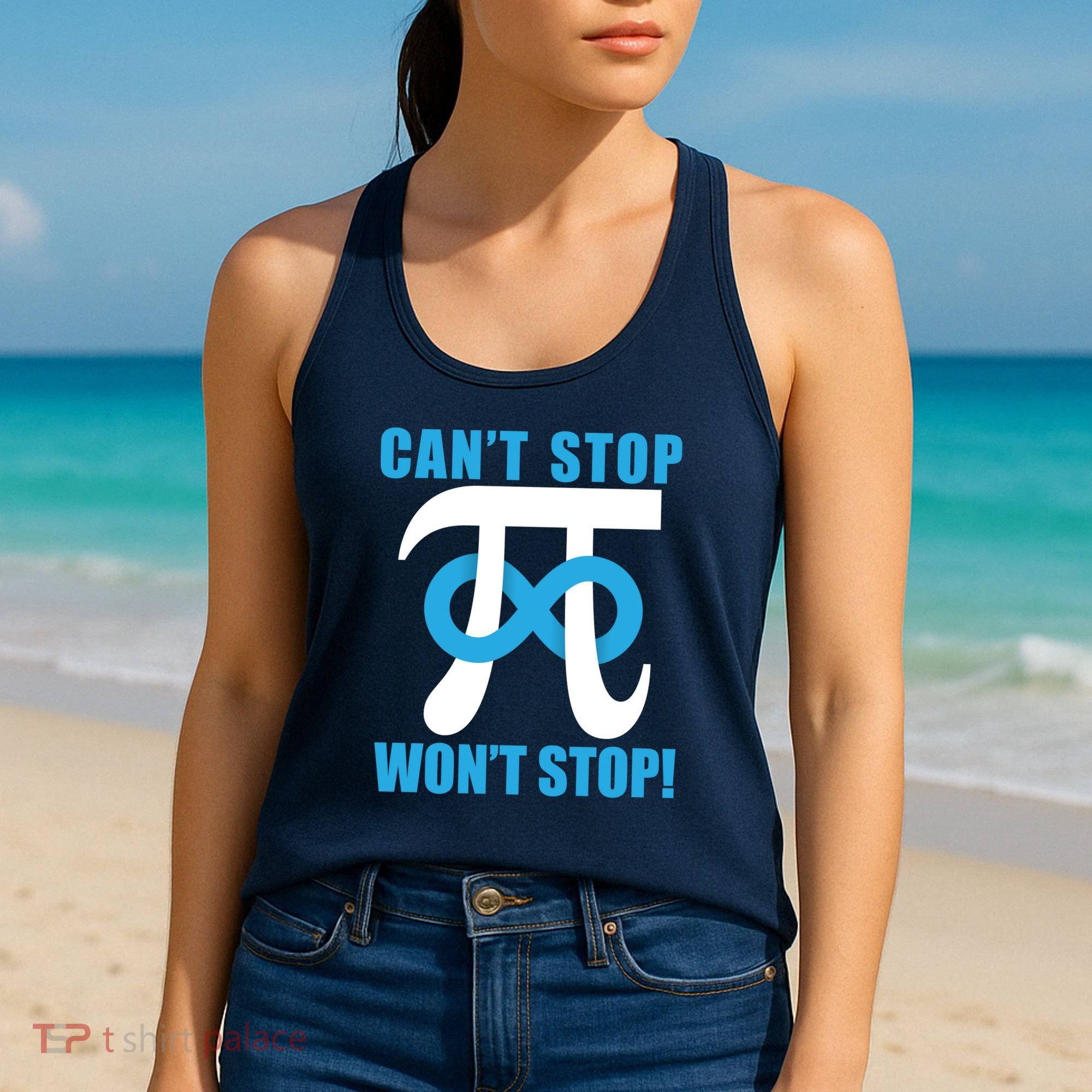 Can't Stop Won't Stop! Pi Day Infinity Math Geek Logo Women's Tank Top