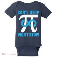 Can't Stop Won't Stop! Pi Day Infinity Math Geek Logo Baby Bodysuit thumb 0