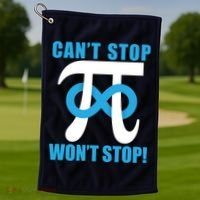 Can't Stop Won't Stop! Pi Day Infinity Math Geek Logo Golf Towel thumb 1