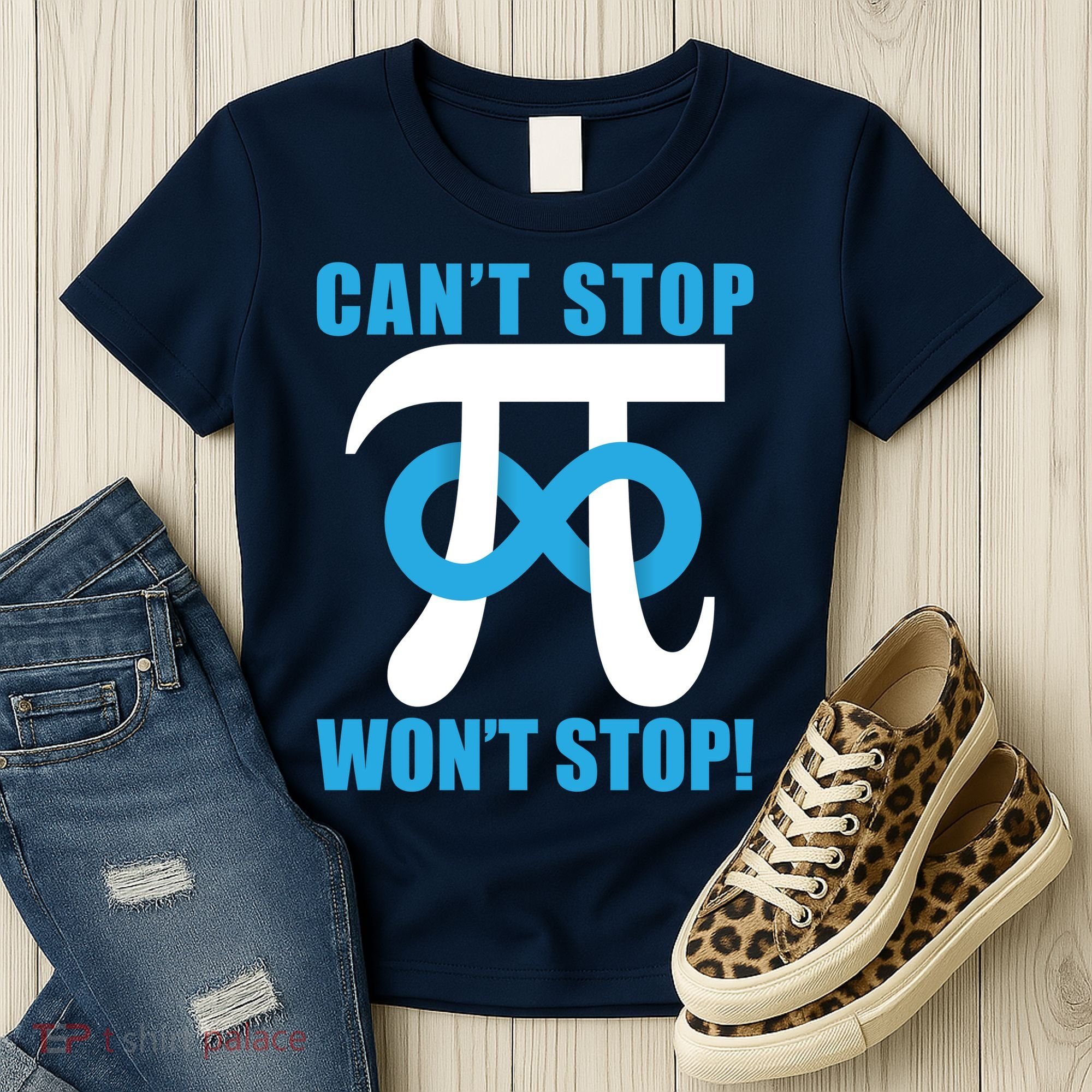 Can't Stop Won't Stop! Pi Day Infinity Math Geek Logo Women's T-Shirt