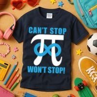 Can't Stop Won't Stop! Pi Day Infinity Math Geek Logo Kids T-Shirt thumb 3